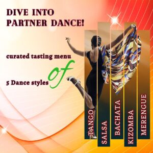 Discover partner dancing with our multi-style combo batch, offering Argentine Tango, Dominican Bachata, Kizomba, Salsa, and Merengue.